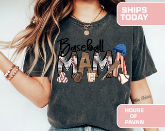 Baseball Mama Tee, Baseball Mom Shirt, Sports Mom Graphic Tee, Game Day, Comfort Colors® Vintage Oversized Shirt, Gift for Baseball Moms