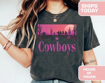 Cowboys Sunrise Graphic Tee, Vintage Western T-Shirt, Comfort Colors®
