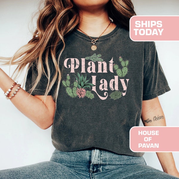 Chemise vintage Plant Lady, cadeau plante, chemise pour amoureux des plantes, chemise de jardinage, t-shirt graphique pour amoureux des plantes, t-shirt plante, jardinage rétro, t-shirt bohème