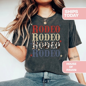 American Rodeo Western Shirt, Vintage Inspired Tee Shirt, Western Graphic Tee, Retro Tee Shirt, Comfort Colors®, Garment Dyed, Boho, Vintage