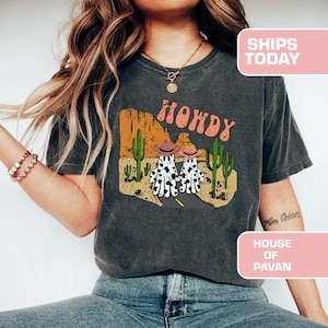 Howdy Vintage Western Shirt, Funny Shirt, Spooky Retro Tee Shirt, Retro Halloween, Comfort Colors®, Garment Dyed, Boho, Vintage, Oversized