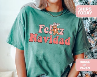 Feliz Navidad T-Shirt, Sombrero Holiday Tee, Mexican Christmas Shirt, Spanish Xmas Gift Tee