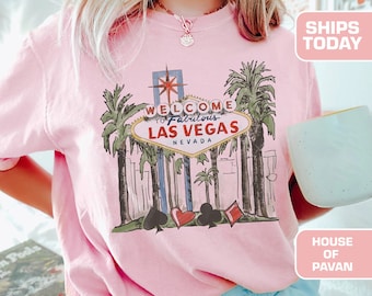 Camisa vintage de Las Vegas, camisa de bebé de Las Vegas, camiseta de viaje de Las Vegas, Comfort Colors®, camisa de despedida de soltera, vintage, regalo para ella, de gran tamaño