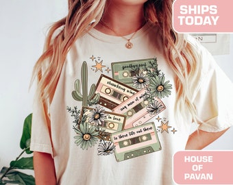 Western cowgirl concert-T-shirt – retro Nashville rodeoshirt, vintage countrymuziek grafisch T-shirt, comfort Colors® westerntop voor dames