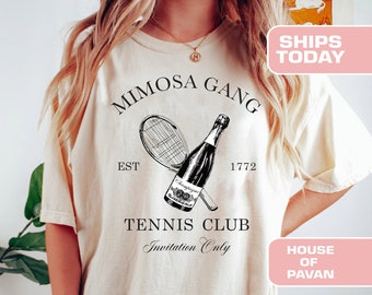 Mimosa Gang Tennis Club Shirt, Champagne Country Club Tee, Comfort Colors Vintage Graphic, Bachelorette Party Gift, Oversized Retro Shirt