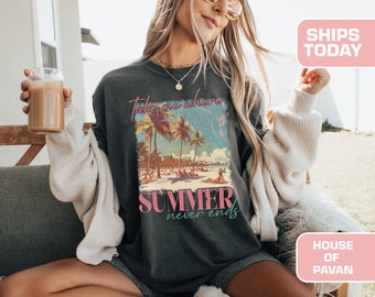 Summer, Beach, Vacation Graphic Shirt, Vacation Trip Tee, Florida, Comfort Colors®,  Ocean Shirt, Vintage, Gift for her, Oversized