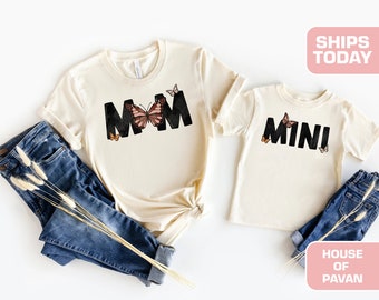 Mama and Mini Matching Butterfly Set, Western Mom and Mini Shirts, Western Baby Outfit, Natural Baby Onesie®, Graphic Shirts, Mama Me Outfit