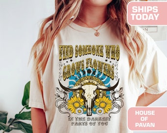 Grow Flowers Western Graphic Tee, Retro Country Shirt