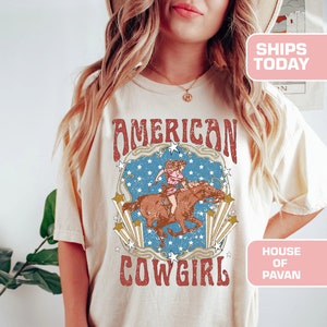 Western Cowgirl Country, American Rodeo Shirt, Vintage Inspired Tee, Western Graphic Tee, Western Tee, Comfort Colors®, Country Music Shirt
