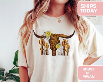 Desert Flower Graphic Tee, Western Cowgirl Shirt, Comfort Colors