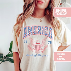 USA shirt, Summer BBQ t-shirt, Red White and Blue, America Tee, Comfort Colors® Women's 4th of July, Fourth of July Shirt T-Shirt, 1776 Tee