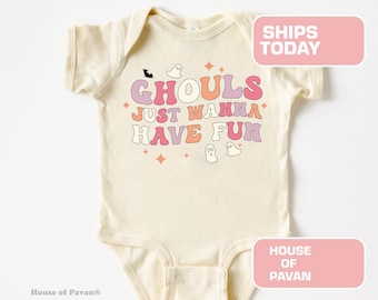 Ghouls wollen nur Spaß haben Onesie®, Retro Halloween Body, lustiges Halloween-Baby Outfit, Herbst Natürlich Baby Onesie®, Retro Halloween Baby