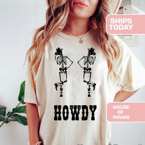 Howdy Shirt, Wild West Shirt, Western Clothing, Skeletons, Boots Shirt, Cowgirl Shirt, Western Graphic Tee, Bull Skull Shirt, Southwest Tee