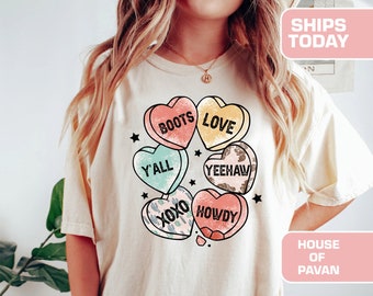 Vintage Valentines Shirt, Western Graphic Tee, Cowgirl Shirt for Women, Yee Haw Shirt, Country Western T Shirt, Cute Howdy, Boots, Y'all Tee
