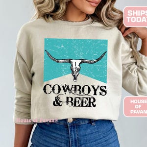 Cowboy Western Sweatshirt, Graphic Tees, Cowboy Lover Gift, Sweater, Crewneck, For Women, Vintage, Trendy, Oversized, Americana, Vintage