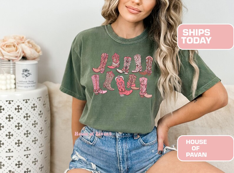 Country concert outfit with cowgirl boots shirt