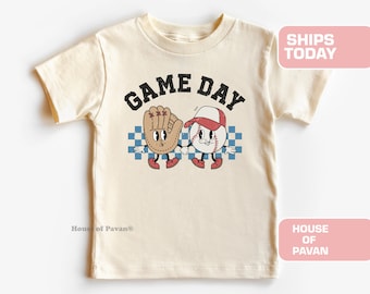 Toddler Baseball Game Day Shirt – Vintage Retro Kids Tee, T-Ball Toddler Shirt, Cute Birthday Gift