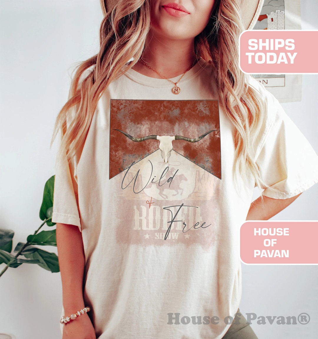 Western Cowgirl T-Shirt For Women - Retro Vintage Cow Skull Graphic Tee, Country Music Rodeo Casual Top - View #13