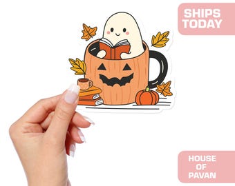 Coffee Ghoul, Fall, Mug, Funny Stickers, Halloween, Kindle, Laptop, Waterproof Vinyl, Bookish, Gift, Book Lover, Reader, Ghoul, Cooler, Read