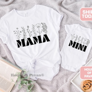 Mama and Mini Matching Set®, Flowers Mom and Mini Shirts, Cute Chic Baby Gift Outfit,  Baby Onesie®, Mommy and Me, Mama Me Outfit, Cute Chic
