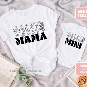 Mama and Mini Matching Set®, Flowers Mom and Mini Shirts, Cute Chic Baby Gift Outfit,  Baby Onesie®, Mommy and Me, Mama Me Outfit, Cute Chic