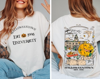 Spooky Season Pumpkin University Shirt | Vintage Oversized Fall Tee | Comfort Colors Style | Funny Retro Halloween T-Shirt Gift for Her
