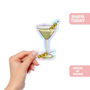 Martini Glass Sticker, Dirty Martiny, Kindle, Laptop, Waterproof Vinyl, Holographic, Bookish, Gift, Book Lover, Reader, Sarcastic, Vintage