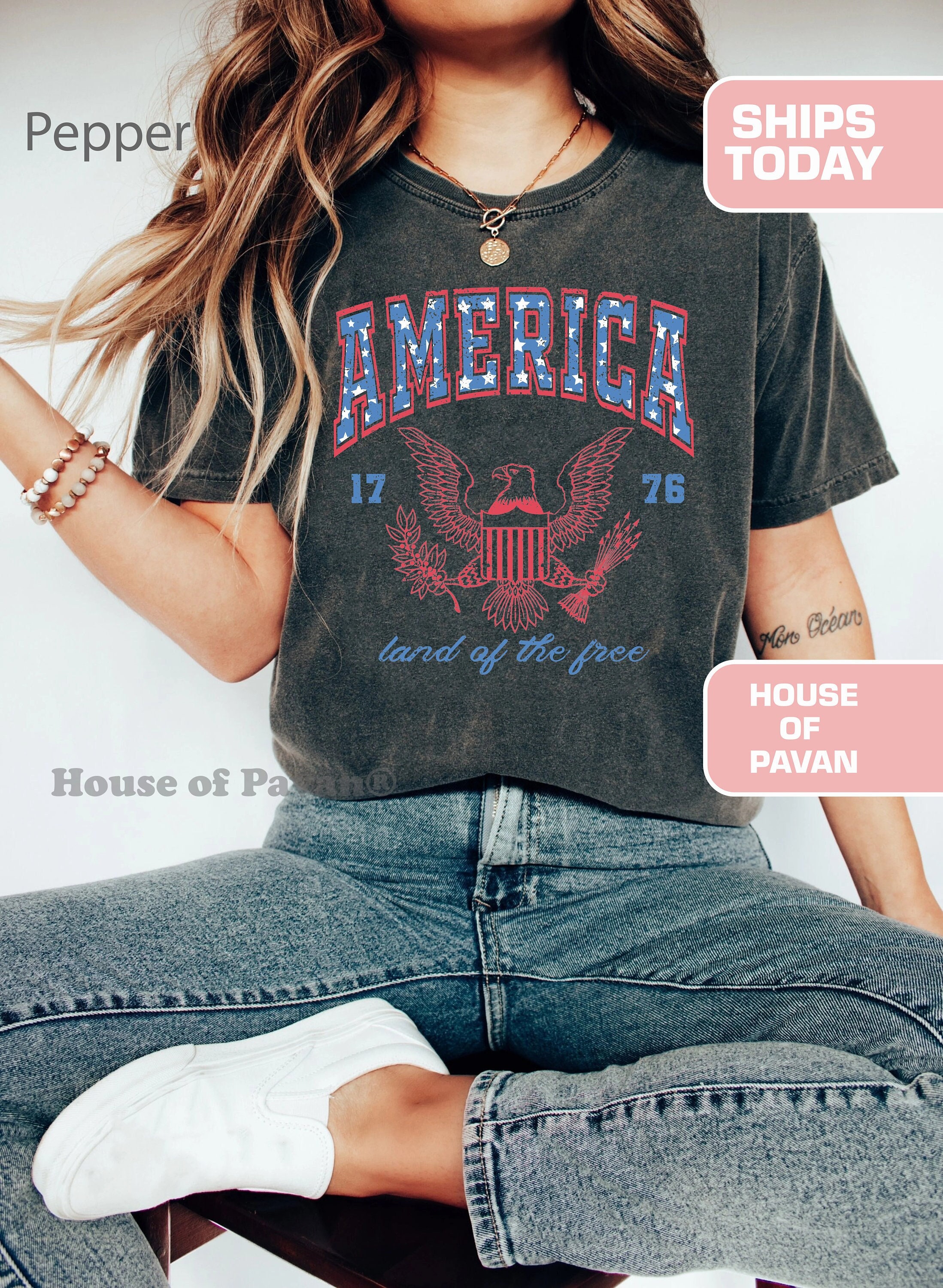 USA shirt, Summer BBQ t-shirt, Red White and Blue, America Tee, Comfort Colors® Women's 4th of July, Fourth of July Shirt T-Shirt, 1776 Tee