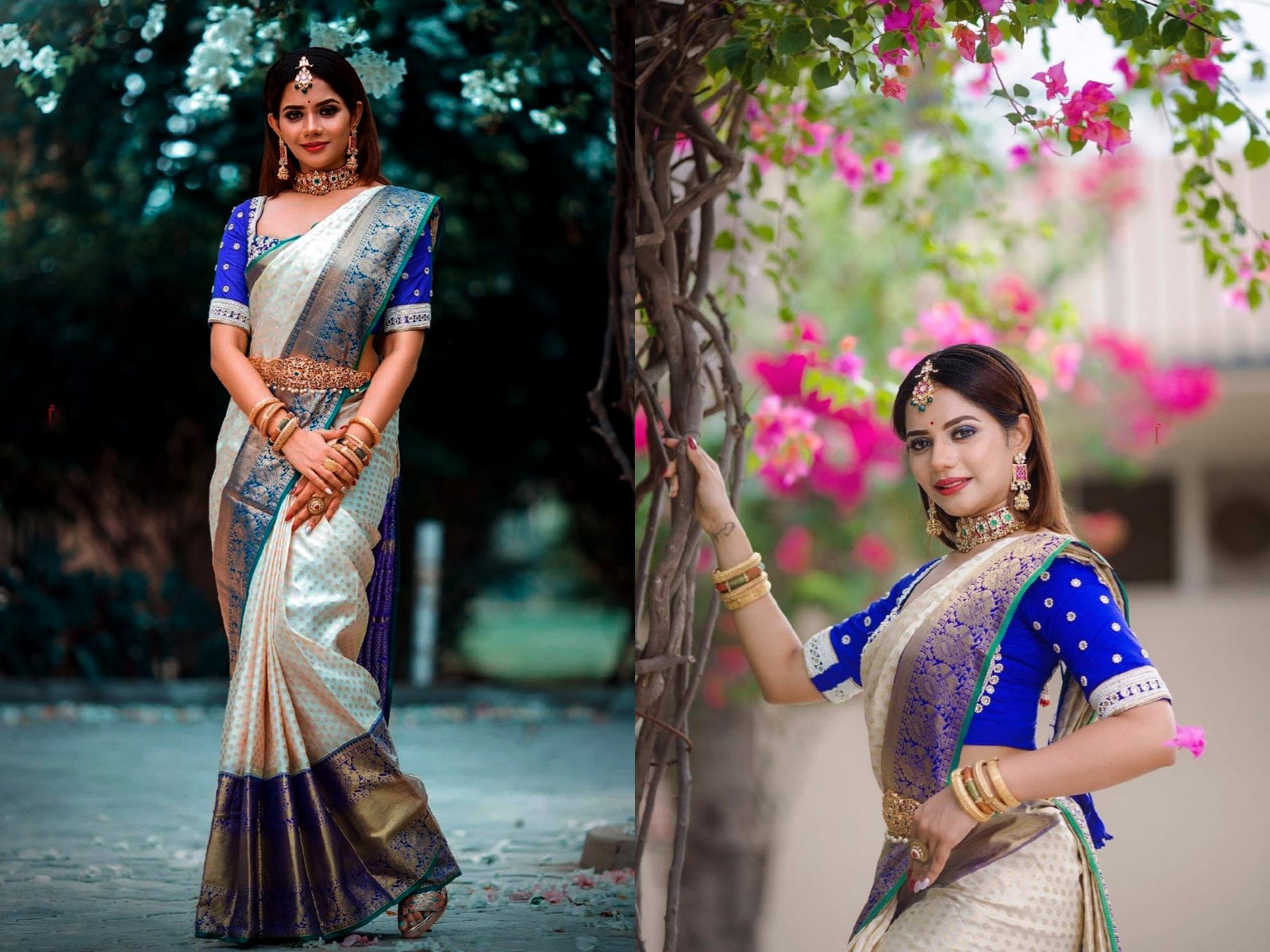 Blue silk sarees outlet for wedding