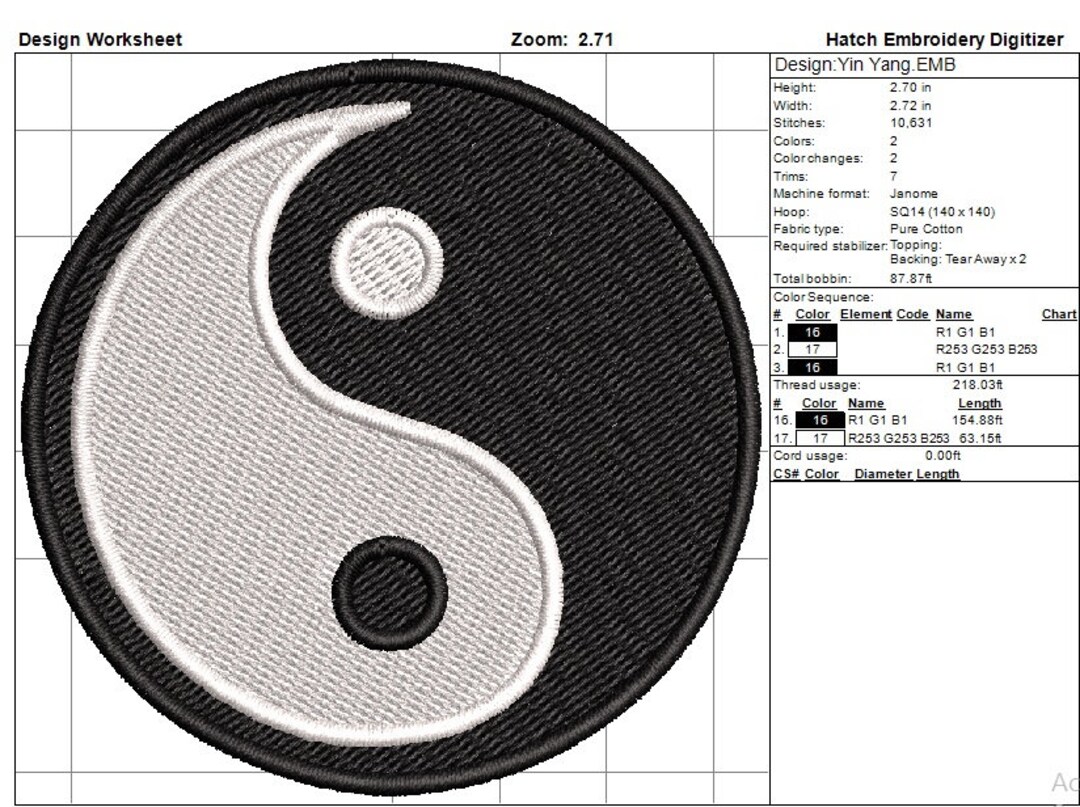 Yin Yang / Machine Embroidery Design / Embroidery Pattern / Etsy
