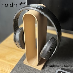 Soporte para auriculares con acabado de madera impreso en 3D / Soporte sostenible para auriculares supraaurales / Accesorio de escritorio ecológico