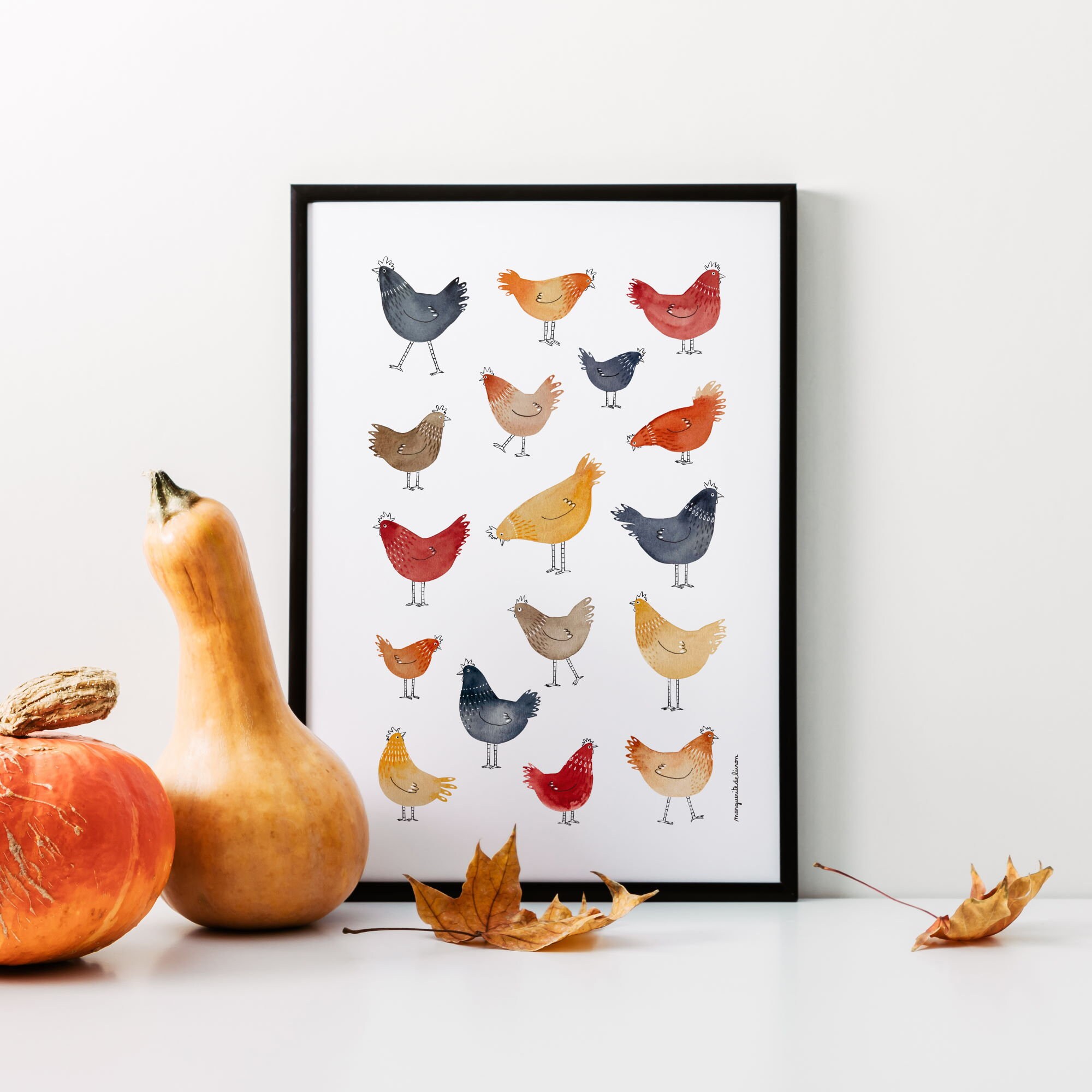 Affiche Les Petites Poules Par Mdl avec Cadre