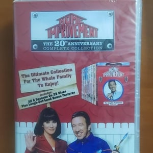 May include: DVD set of the television show "Home Improvement: The 20th Anniversary Complete Collection." The cover features the show's logo, cast photos, and text that reads "The Ultimate Collection For The Whole Family To Enjoy!" and "All 8 Seasons On 25 Discs Plus Laugh-Out-Loud Bonus Features."