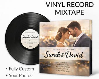 Disco de vinilo personalizado – Vinilo negro transparente de 7/10/12 pulgadas, LP de mixtape personalizado, disco de vinilo LP personalizado – Tus canciones en un disco de vinilo auténtico