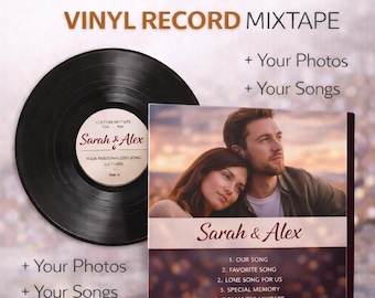 Disco de vinilo personalizado – Vinilo negro transparente de 7/10/12 pulgadas, LP de vinilo personalizado – Convierte tu música en un auténtico disco de vinilo.