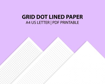 Gitter Dot Liniertes Papier A4 US Letter Größe, druckbares Schreibpapier leere Notizen, Studie Notiz Vorlage, Skript Notizen machen