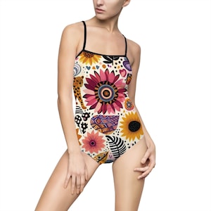 Floral Print Women&#39;s One-Piece Swimsuit, Swimwear, Beach Gear, Summer Fashion, Vacation Essential, Pool Party Outfit