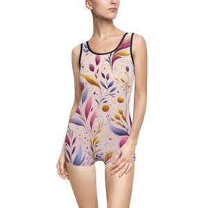 Women&#39;s Vintage Floral Swimsuit | Retro Bathing Suit, Beachwear, Summer Swimwear, Vacation Outfit, Pool Party