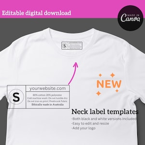 Aangepaste kledinglabel | neklabel voor t-shirts | Bewerkbare tagsjabloon
