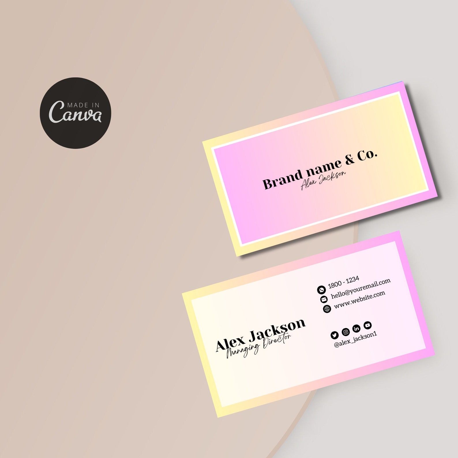 Printable Business Card Template, Instant Download, Calling Card ...