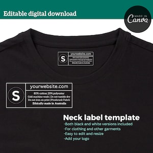 Bewerkbare sjabloon voor neklabels/Tagless-labels voor kleding