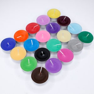 20 bunte Teelichter in 20 nagelneuen Farben 2024, viele Farbpigmente, ohne Duft Bild 1