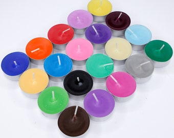 20 colorful tea lights in 20 brand new colors 2024, many color pigments, unscented