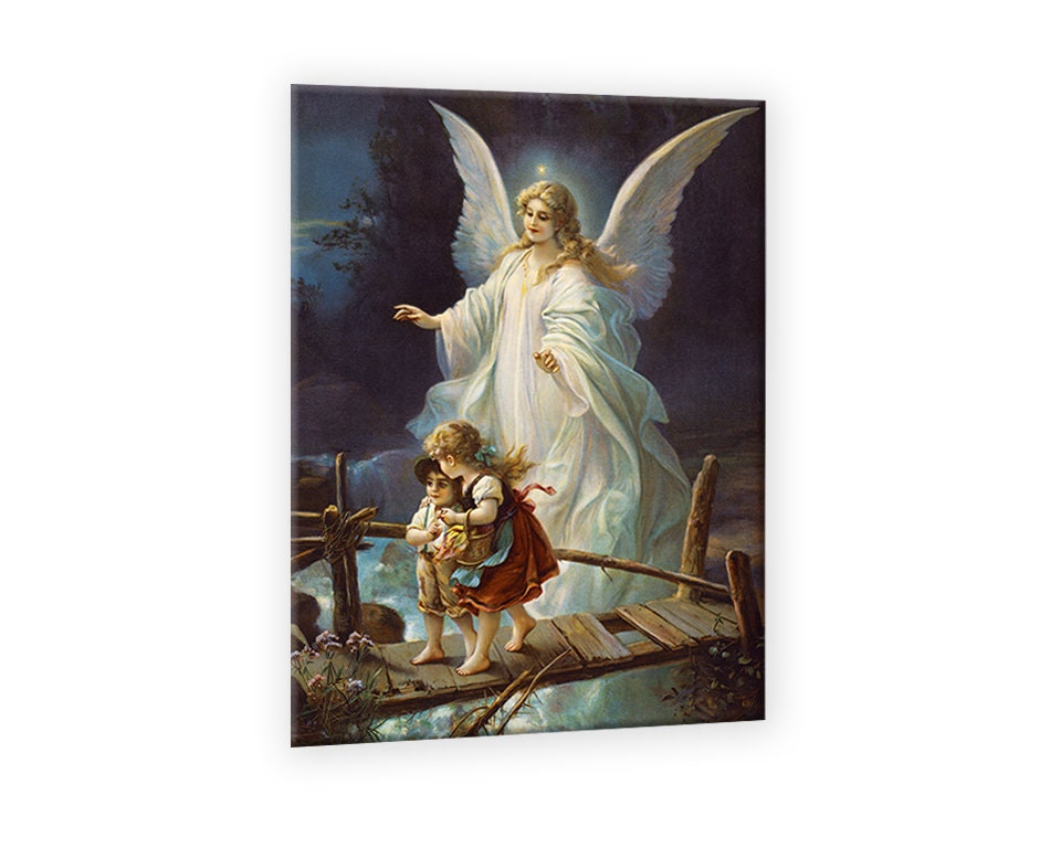 Guardian Angel With Children on the Bridge - Picture on Canvas - a