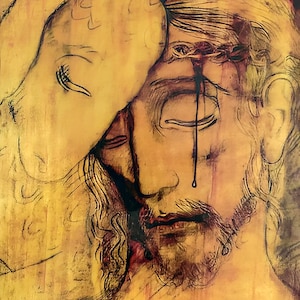 Jezus met een lam - Icoon van de Neocatechumenale Weg - schilderij van Kiko