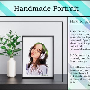 CUSTOM PORTRAIT | Peinture à partir d’une photo | Illustration personnalisée | Impression sur toile personnalisée