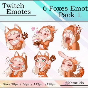 FUCHS-EMOTES (6) | Streaming | Zucken | Zwietracht | YouTube | Süßes Fuchs-Emoji-Paket – PACK1