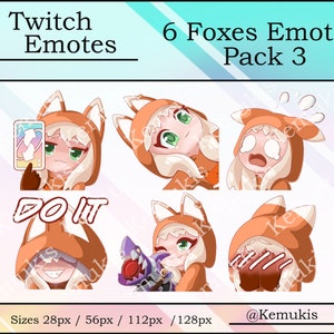 FOX EMOTES (6) | Streaming | Twitch | Discord | YouTube | Cute Fox Emoji Pack - PACK3