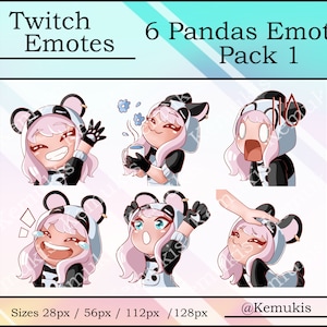 PANDA EMOTES (6) | Streaming | Twitch | Discord | YouTube | Cute Panda Bear Emoji Pack