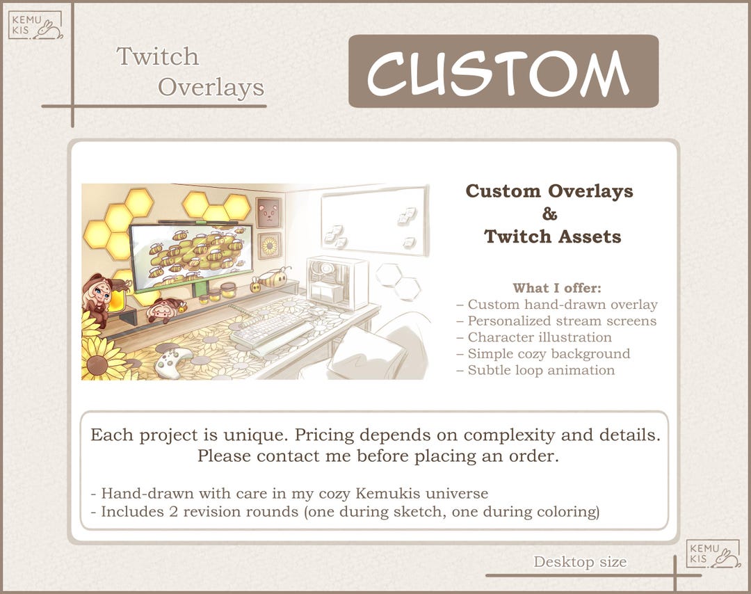 Custom Twitch Overlay Commission | Cozy Hand Drawn Stream Layout ...